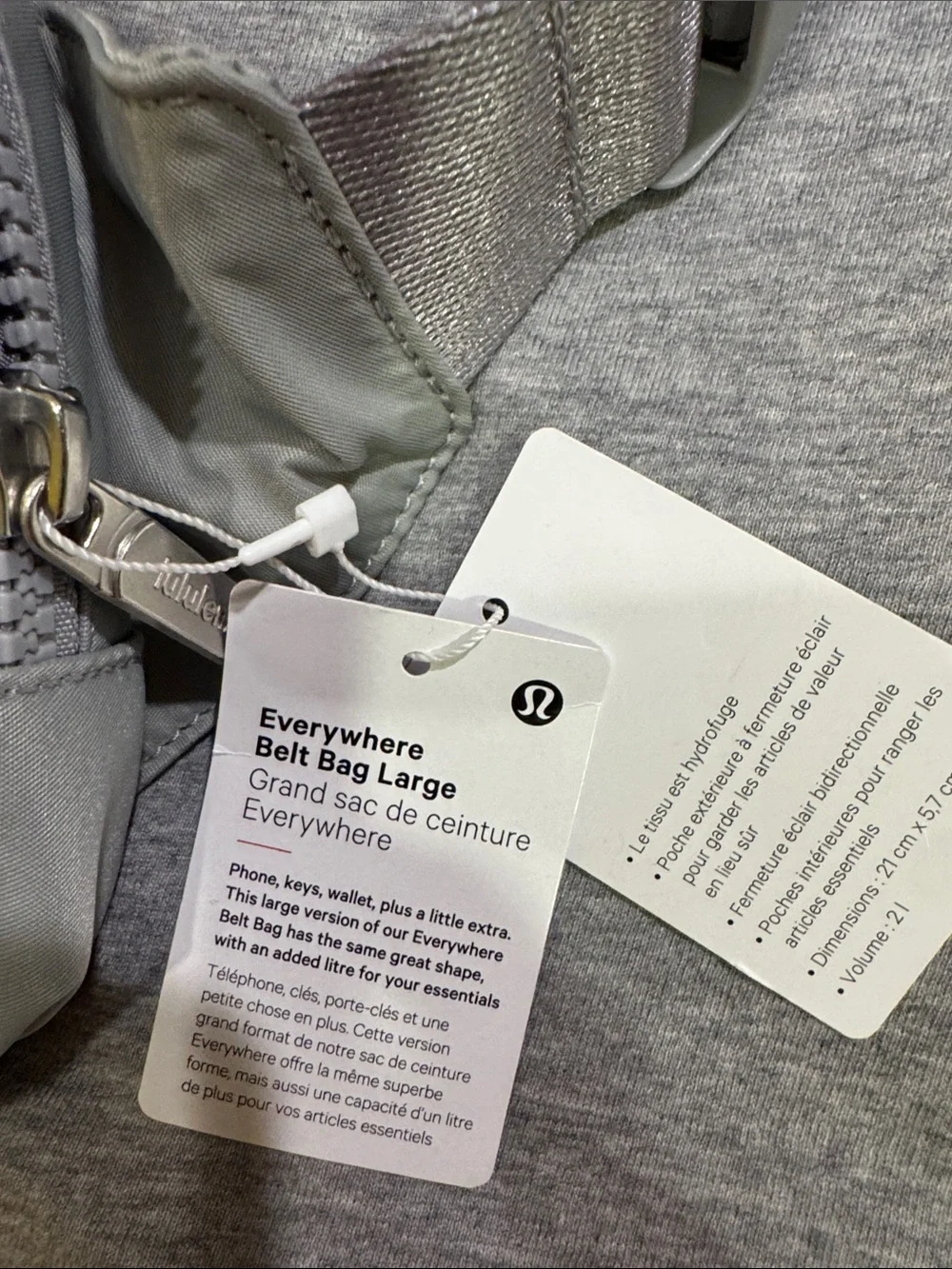 lululemon athletica Light Gray Everywhere Belt Bag Large New With Tags